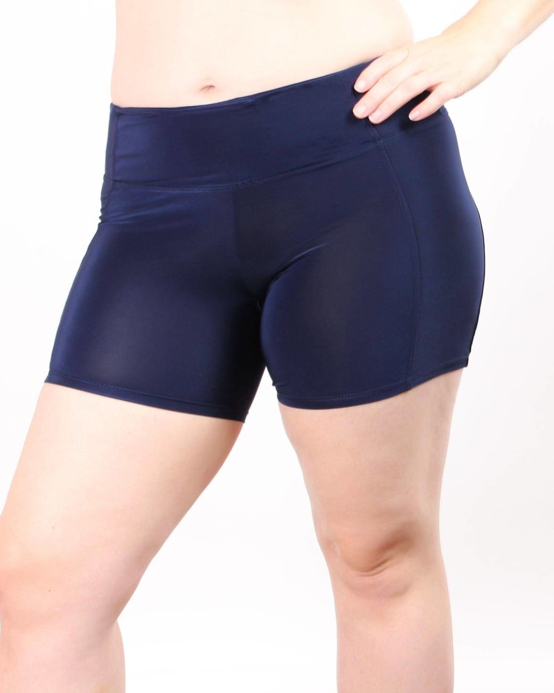 Front of a model wearing a size L Boxer Brief Shortlette With Hidden Pocket in Navy by Undersummers. | dia_product_style_image_id:243422